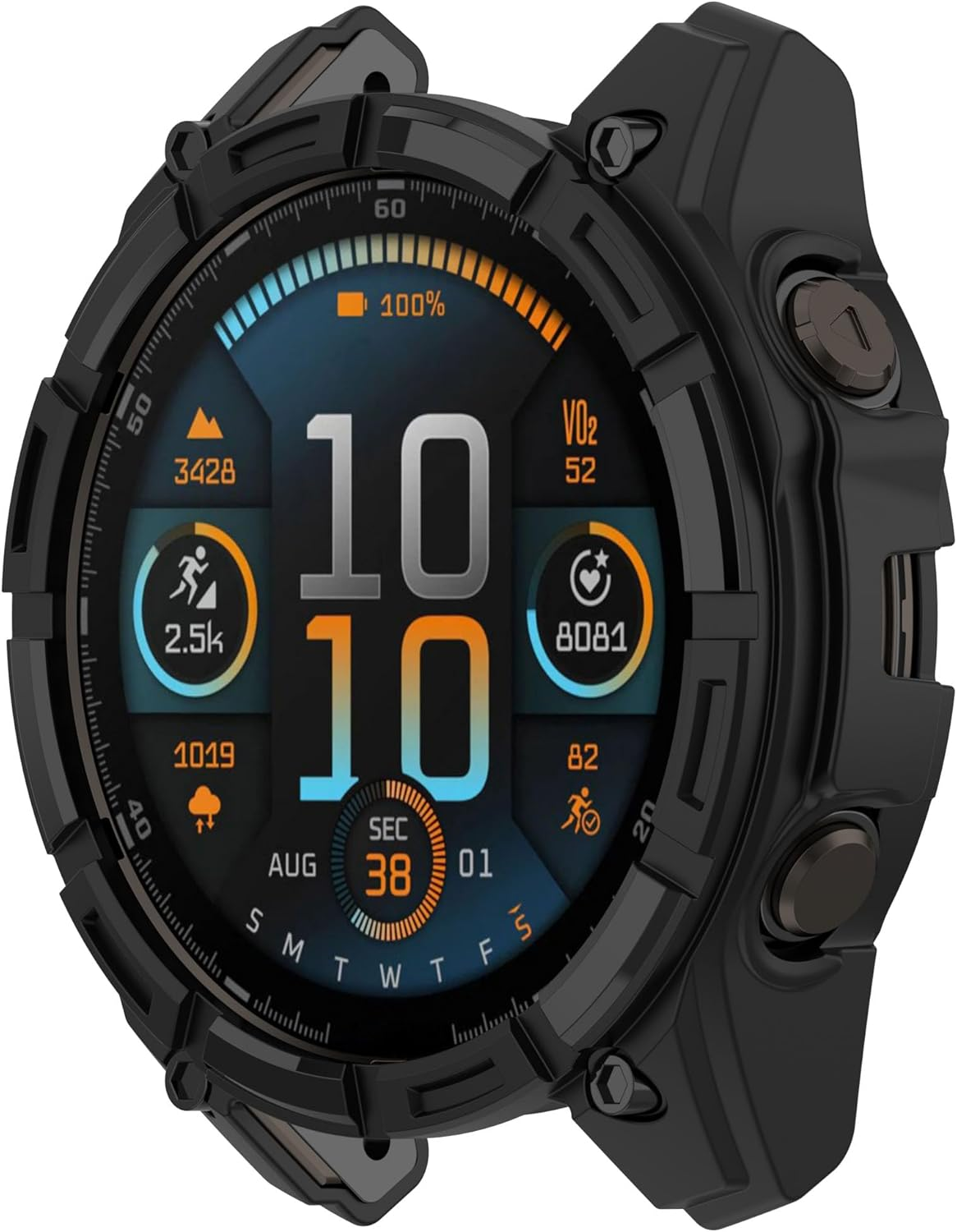 Case Compatible with Garmin Fenix 8 51Mm 47Mm 43Mm, Armor Skeleton Smart Watch Replacement Cases, Bumper Hollow Screen Protector for Fenix 8 51/47/43Mm Accessories [Black] (51Mm) image number 4