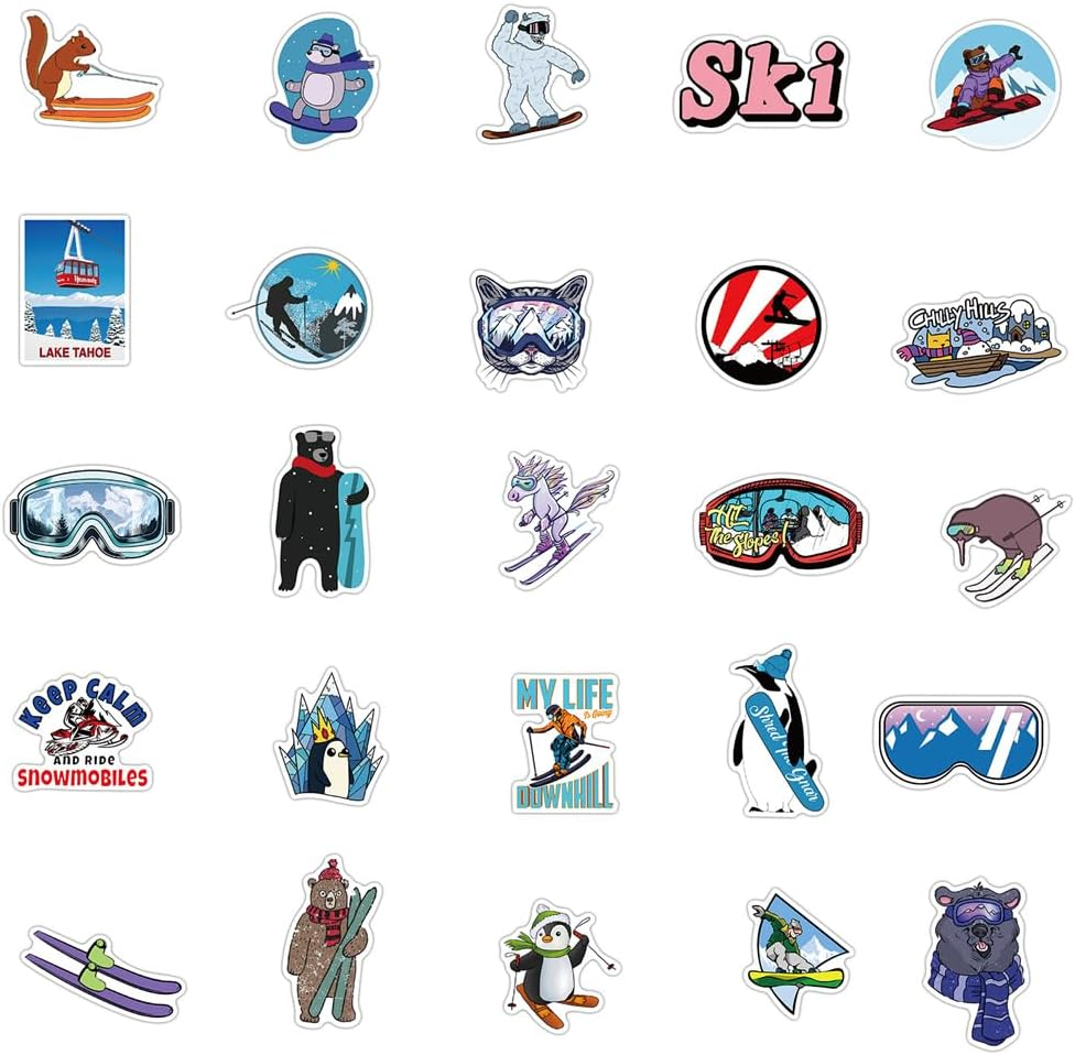 50Pcs Ski Sports Stickers Skateboard Vinly Decal Suitcases Walls Bicycles Cars Luggage Helmets Campers Backpacks for Kids Teens image number 2