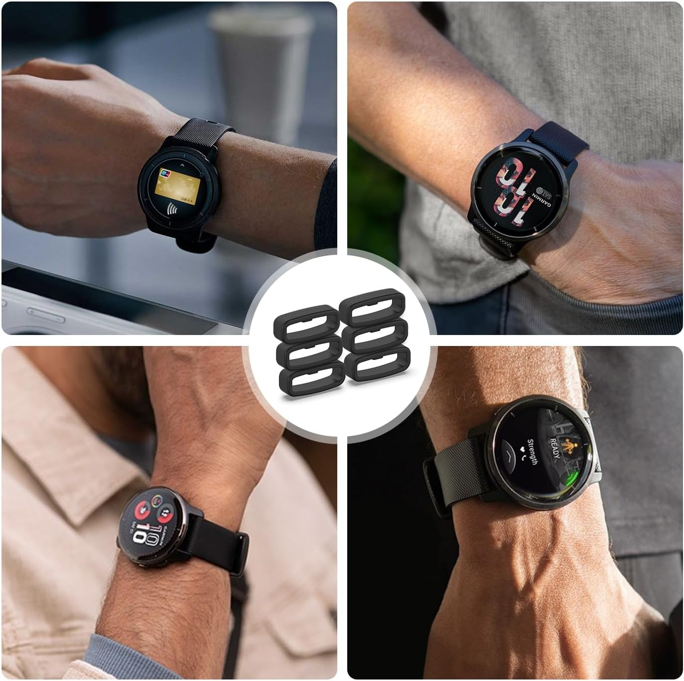 12 Pack Wristwatch Bands Fastener Rings Replacement for Garmin Venu 4 41Mm, T Tersely 18Mm Silicone Band Keeper Retainer Holder Loops for Garmin Forerunner 265S/Music/255S/Music, Venu 3S/2S, Vivoactive 3S/4S