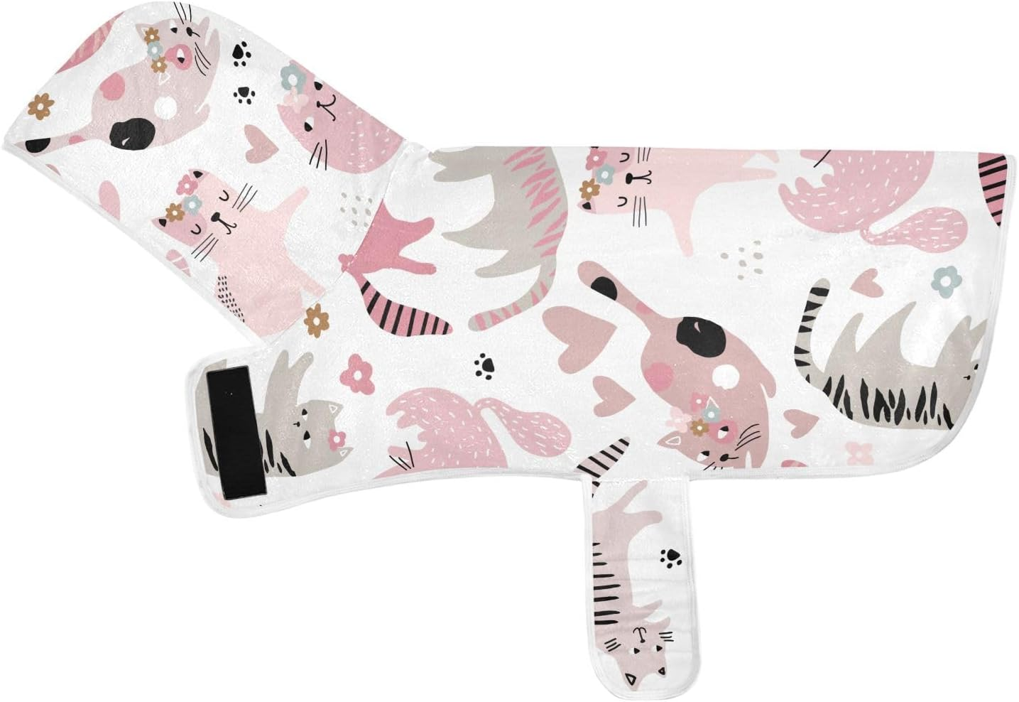 AIXIWAWA Cute Cats Pet Bathrobe Towels with Adjustable Collar & Waist, Quick Absorbent Drying Coat for Cats and Dogs image number 5
