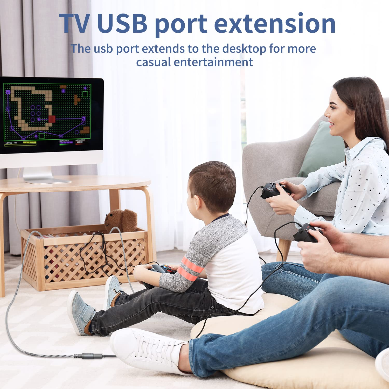 USB3.0 Extension Cable 3M, Type a Male to Female Extension Cable,5Gbps High Speed Data Transfer Braided Compatible with USB Keyboards, Mice, Xbox, Flash Drives, Hard Drives, Printers Etc