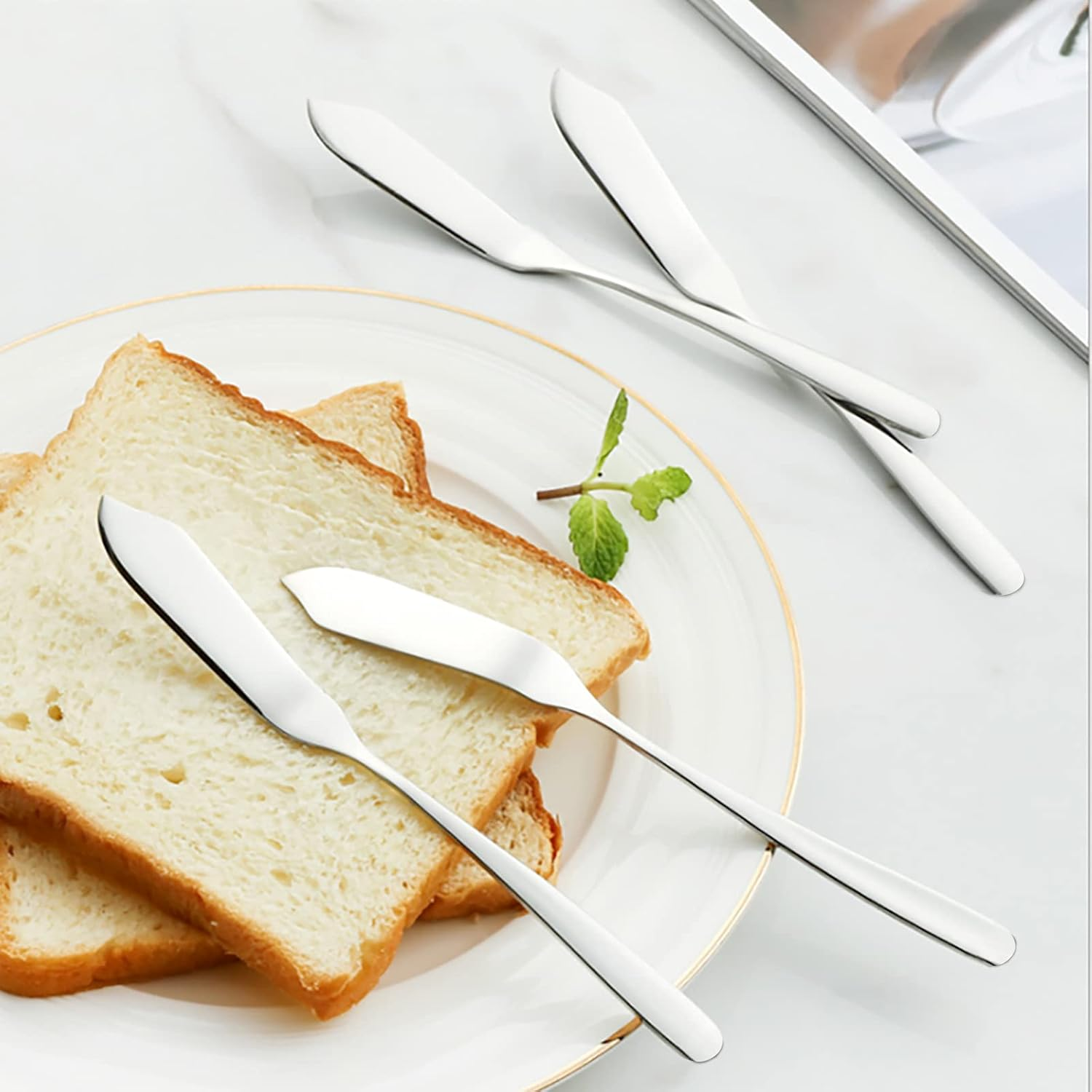 VANRA Cheese Spreader Knife Set 4-Piece Stainless Steel Butter Knife Small Sandwich Condiment Jam Bread Cream Canape Knives Spatula 5.9-Inch image number 3