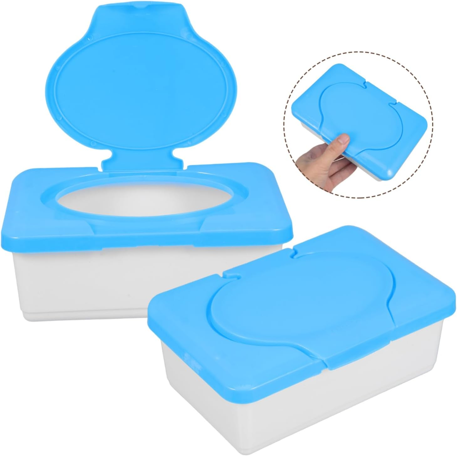 2Pcs Cleansing Towel Box Wipes Holder Dustproof Lid Convenient Dispenser for Home Bathroom Nursery Organizer image number 6