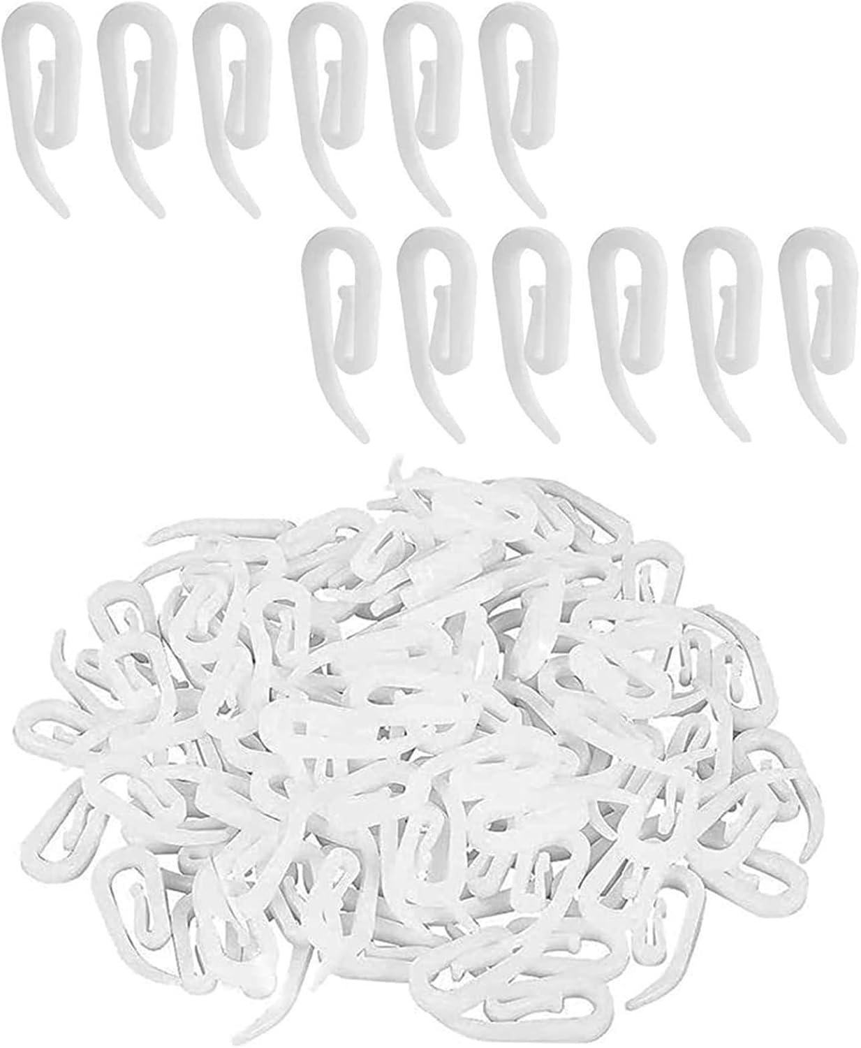 XUTONG 150PCS Curtain Hooks, Metal Drapery Rings and Plastic Hooks, White image number 3