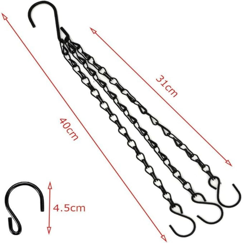 Black Hanging Basket Chain,8 Pcs Decorative Plant Hanging Chains with Hooks, Adjustable Replacement Plant Hanger Chain 3 Point to Hang Planters Flower Pots Bird Feeders Lantern Lamp image number 4
