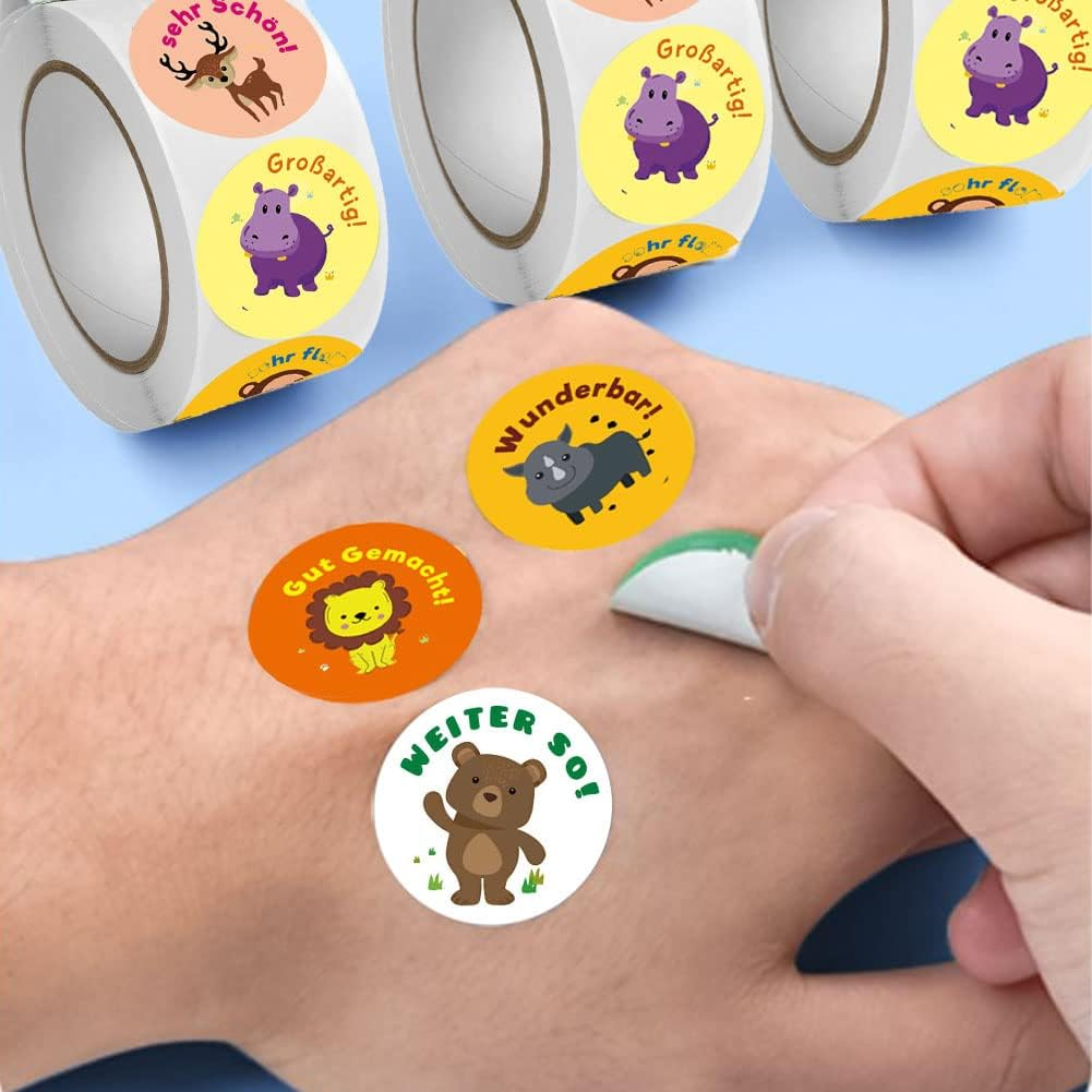 Motivational Stickers for Children, Pack of 1000 Self-Adhesive Animal Reward Stickers, Teacher Reward Stickers with Cute Animals, Praise Praise Stickers for School, Classroom, Rounds image number 4