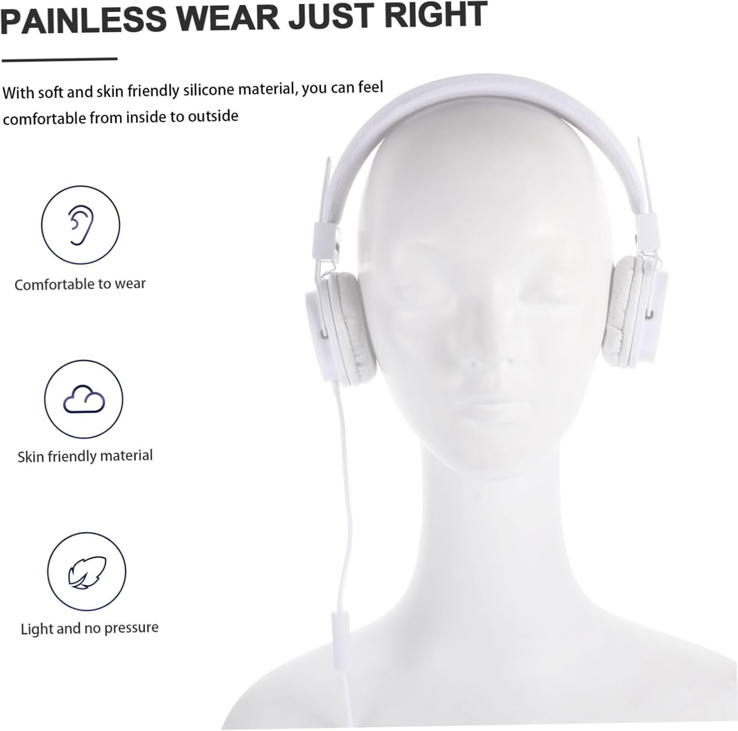 Housoutil Wired Over-Ear Gaming Headset with Mic Skin-Friendly Comfortable Earphones for Play Breathable Design Wide Compatibility Stable Sound Transmission White image number 2