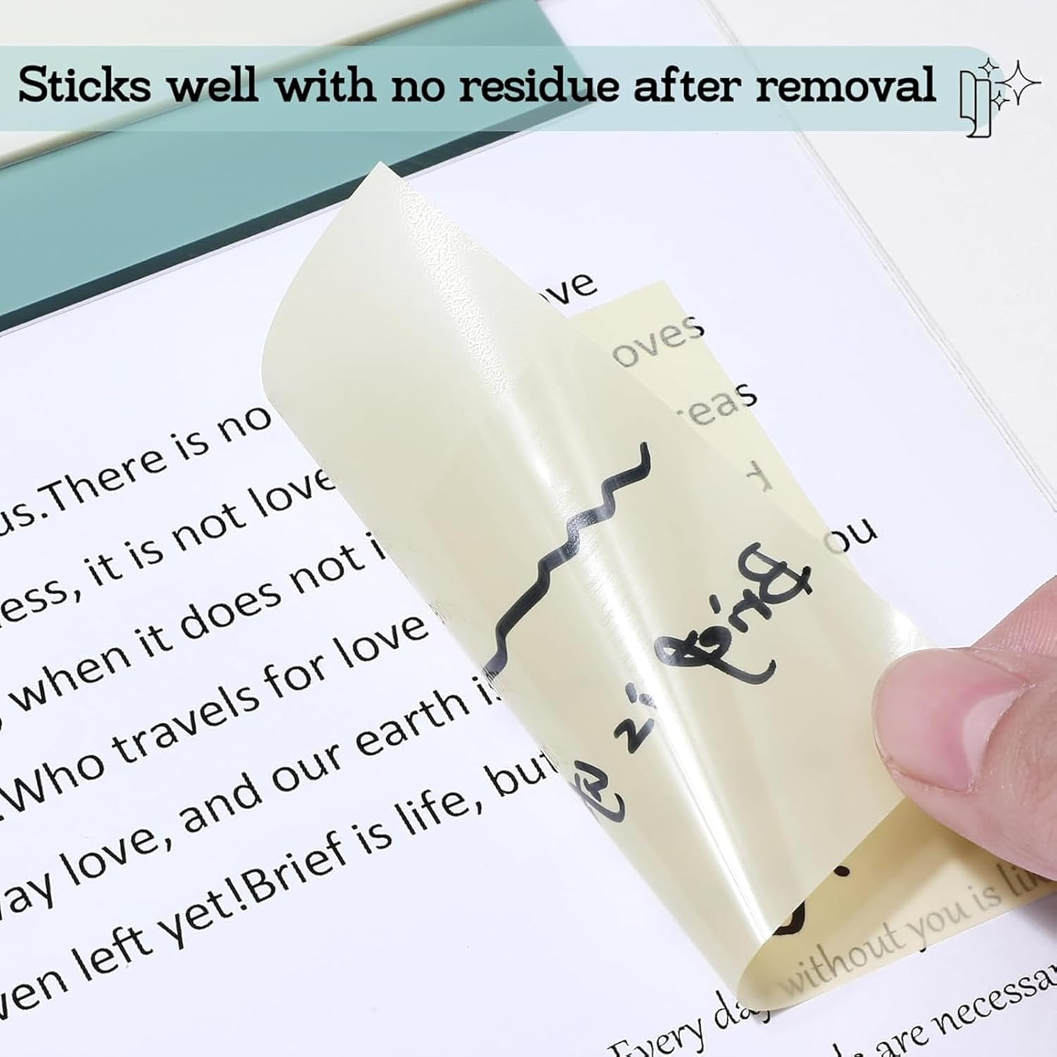 6 Pads/300 Sheets Transparent Sticky Notes in 6 Colours, 7.5Cm X 7.5Cm Clear Sticky Notes, Quality Waterproof Sticky Notes Memo Pads image number 3