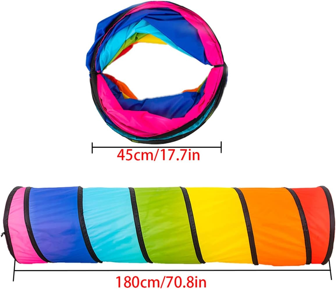 Kids Play Tunnel for Toddlers with round Opening, Pop up Crawl through Tunnel Play Tent for Baby Infant Children or Pet 46X180Cm image number 2