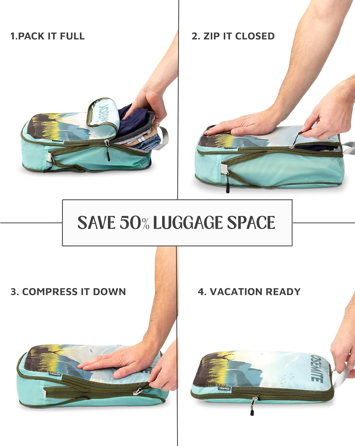 Compression Packing Cubes for Travel- Packing Cubes and Travel Organizers, National Park, 6Piece, Compression Packing Cubes image number 5