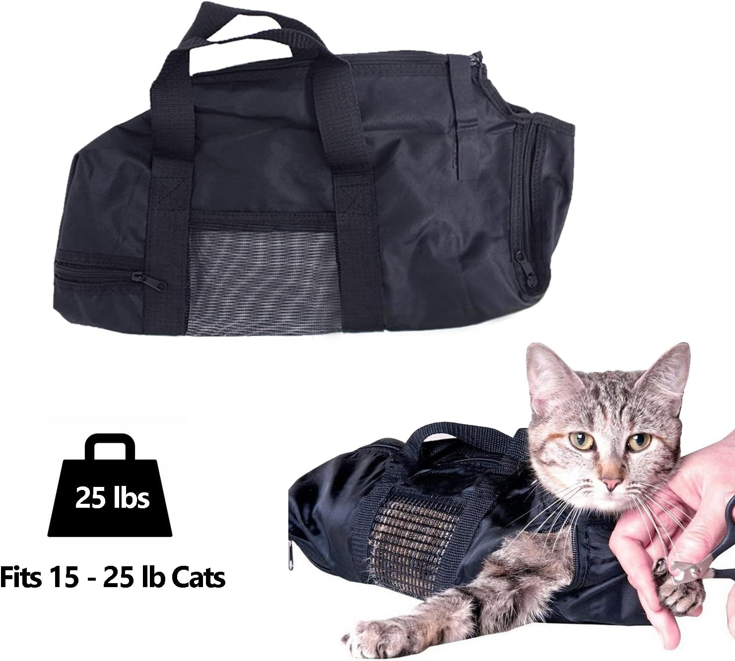 SOONHUA Cat Glooming Bag for Bathing Cats, Adjustable Cat Shower, Mesh Bag, Bath Bag, Anti-Scratch, Breathable, Restraint Bag, Cat Bag for Cleaning, Grooming, Bathing image number 1