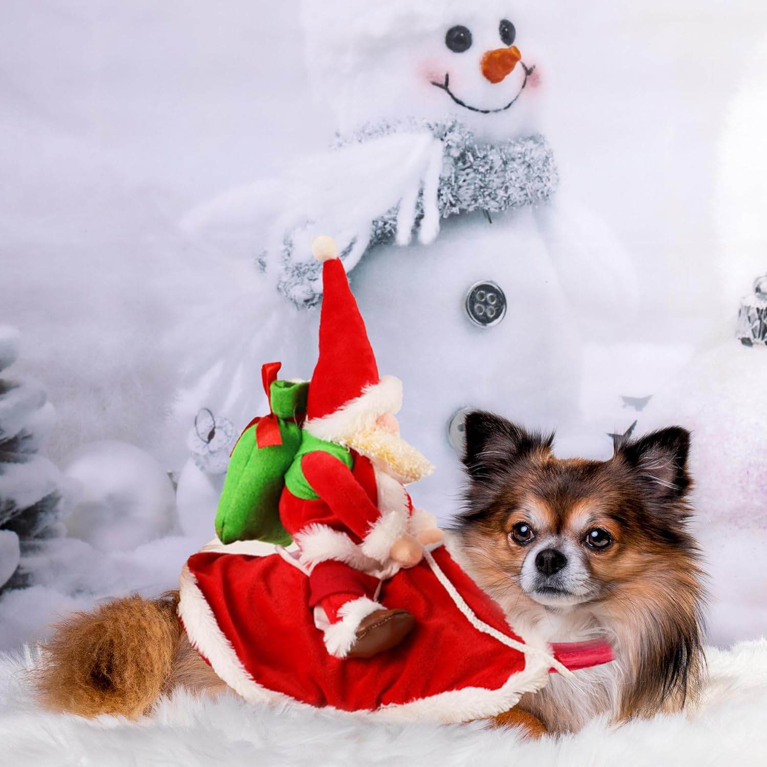 NACOCO Santa Dog Costume Christmas Pet Clothes Santa Claus Riding Pet Cosplay Costumes Party Dressing up Dogs Cats Outfit for Small Medium Dogs (Small) image number 6