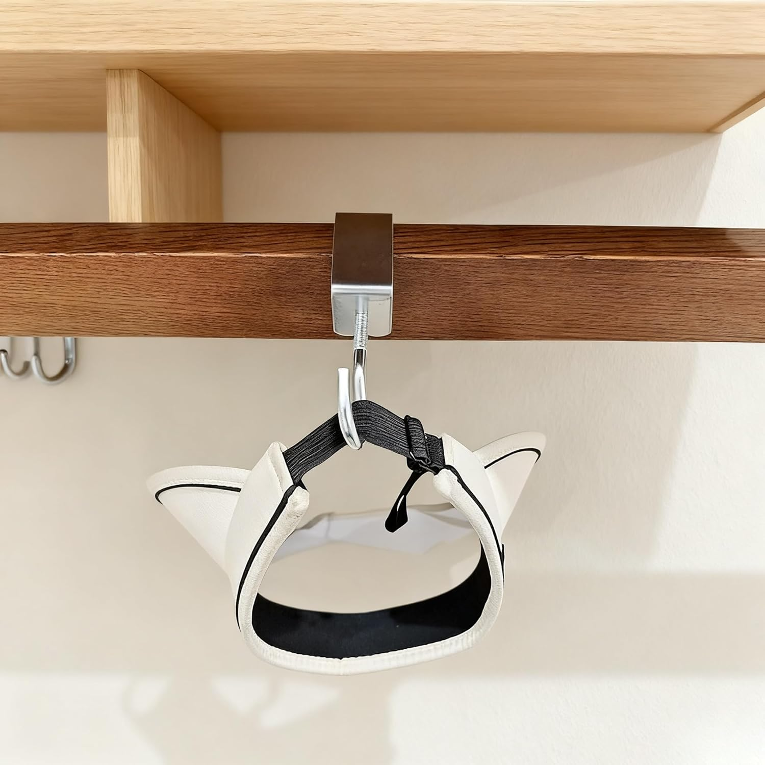 2 Pcs Silver Metal Clamp - on Desk Mount Bag Holder: for Backpacks, Handbags, Purse, and Headphones, Reducing Desk Clutter. image number 4