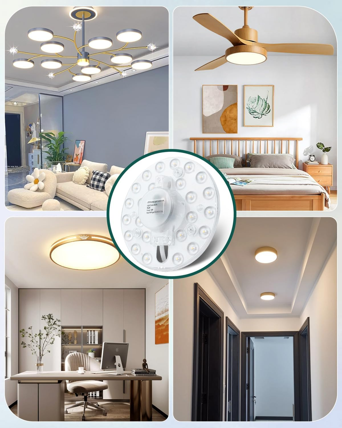 Doright LED Ceiling Light Replacement, 12W LED Light Source Module Retrofit Light Kit Natural White 4000K, Circle Led Fan Light Replacement for Ceiling Light, Fan Light, AC220V image number 3