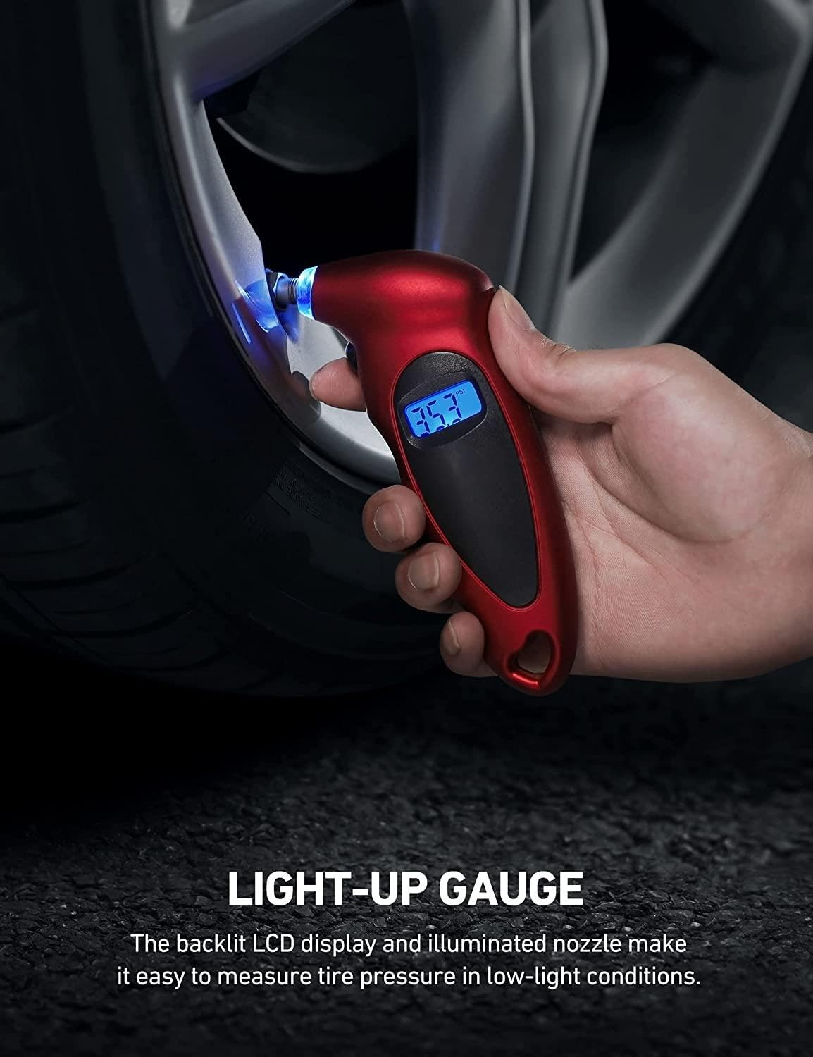 Digital Tyre Pressure Gauge 150 PSI 4 Settings for Car Truck Bicycle with Backlit LCD and Non-Slip Grip, Tire Pressure Gauge for Easy and Accurate Reading image number 3