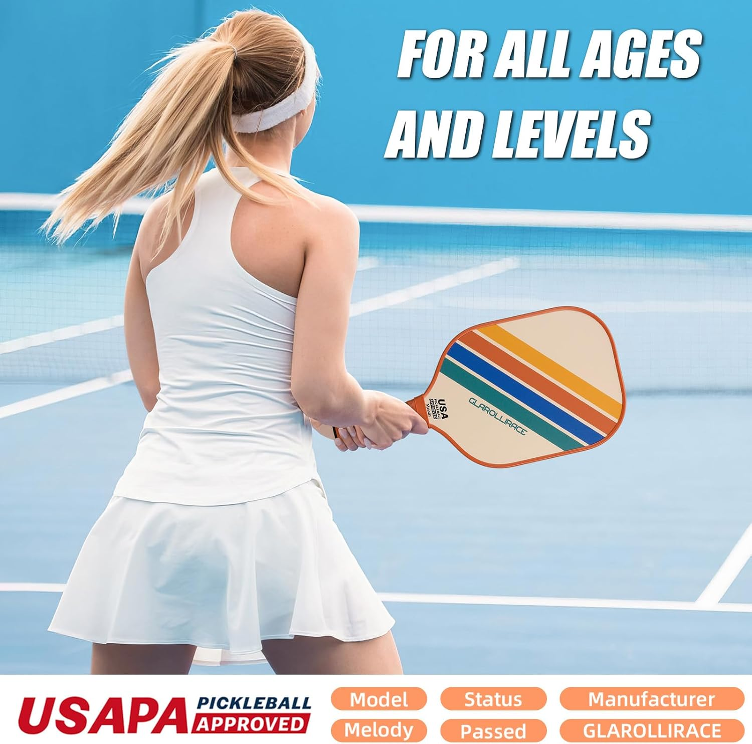 Pickleball Paddles Set of 2 | 4 Pickleball Rackets,Usapa Approved Pickleball Set of 2 | 4 Pickle Ball Paddles,Fiberglass Surface & 13 Mm PP Honeycomb Core,4 Indoor & Outdoor Balls,1 Bag image number 5