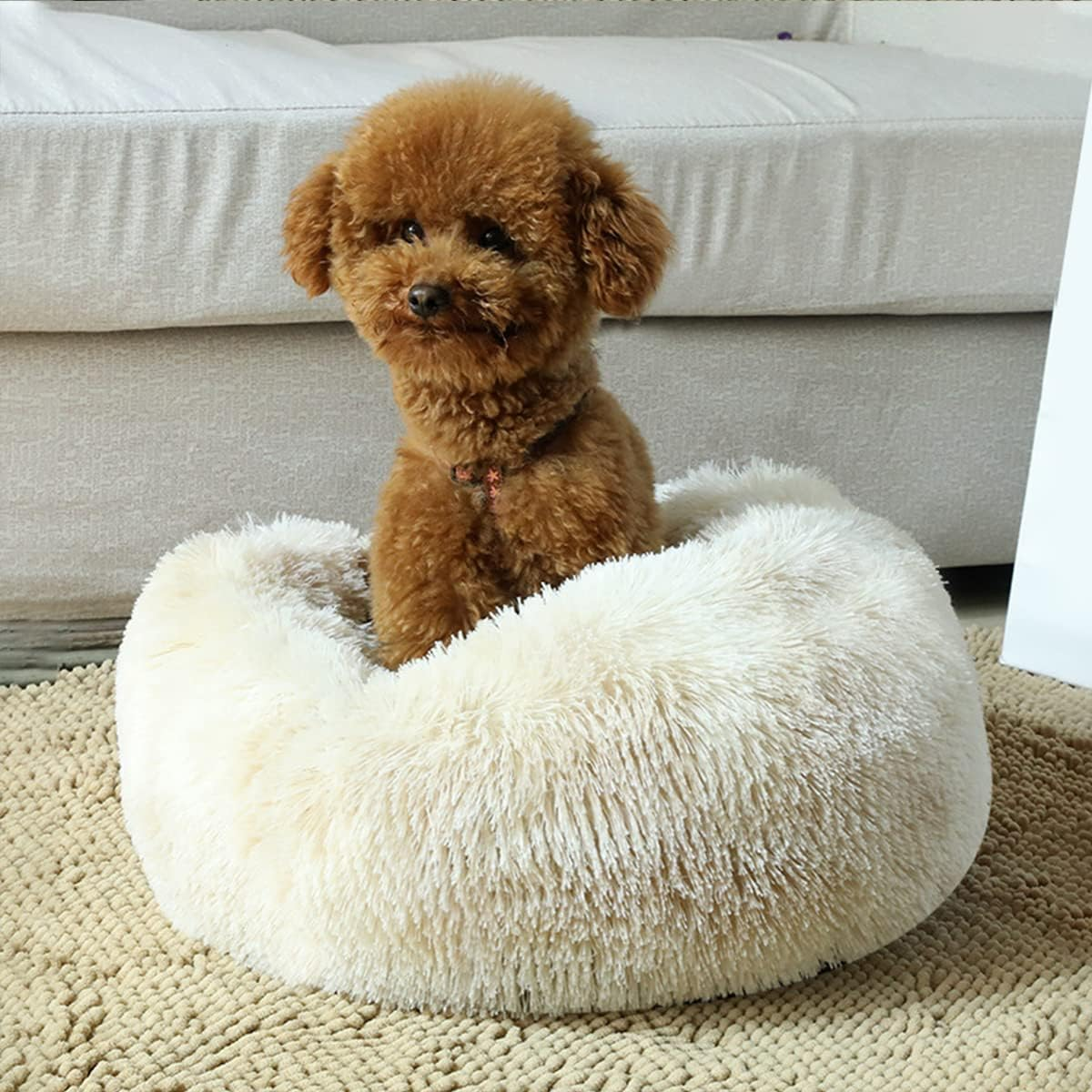 Calming Dog Bed & Cat Bed, Anti-Anxiety Donut Dog Cuddler Bed, Warming Cozy Soft Dog round Bed,For Small Medium Dogs and Cats43In image number 3