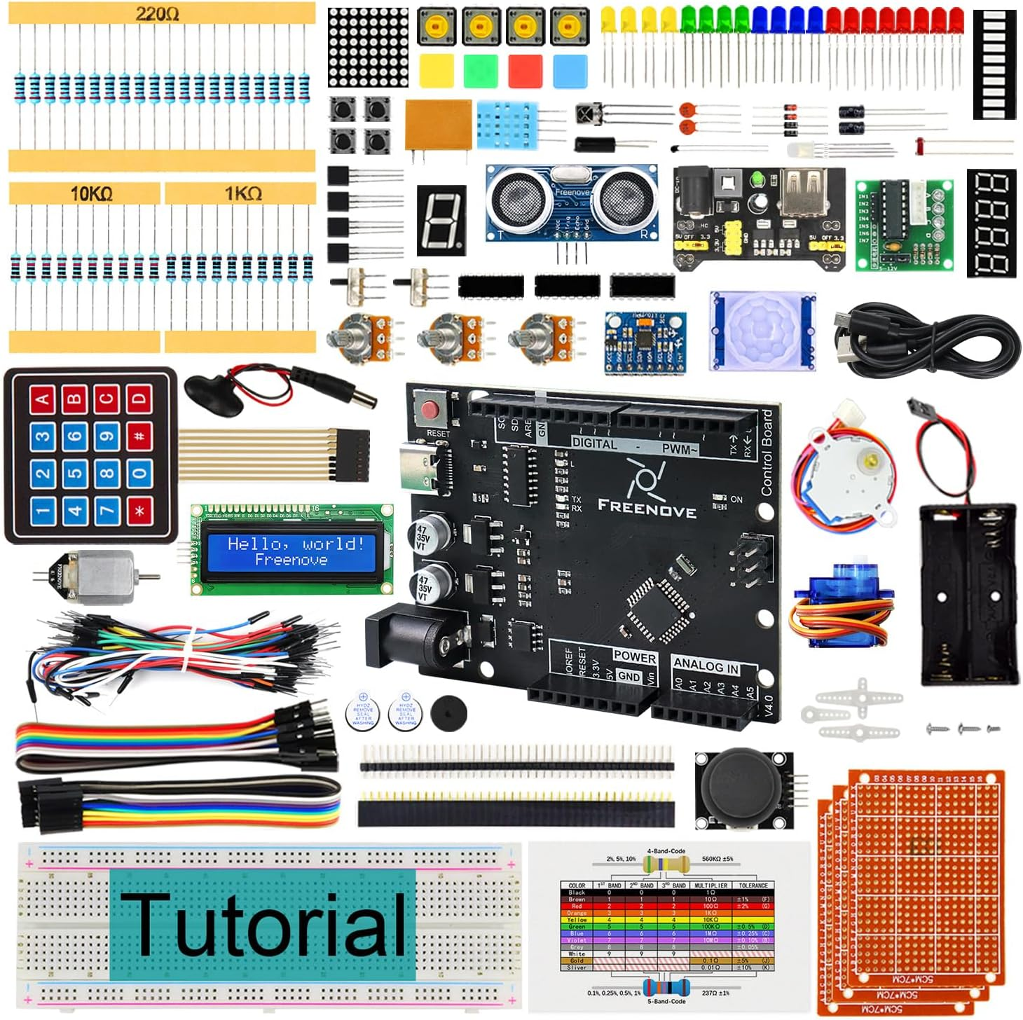 Freenove Ultimate Starter Kit with Board V4 (Compatible with Arduino IDE), 274-Page Detailed Tutorial, 217 Items, 51 Projects image number 6