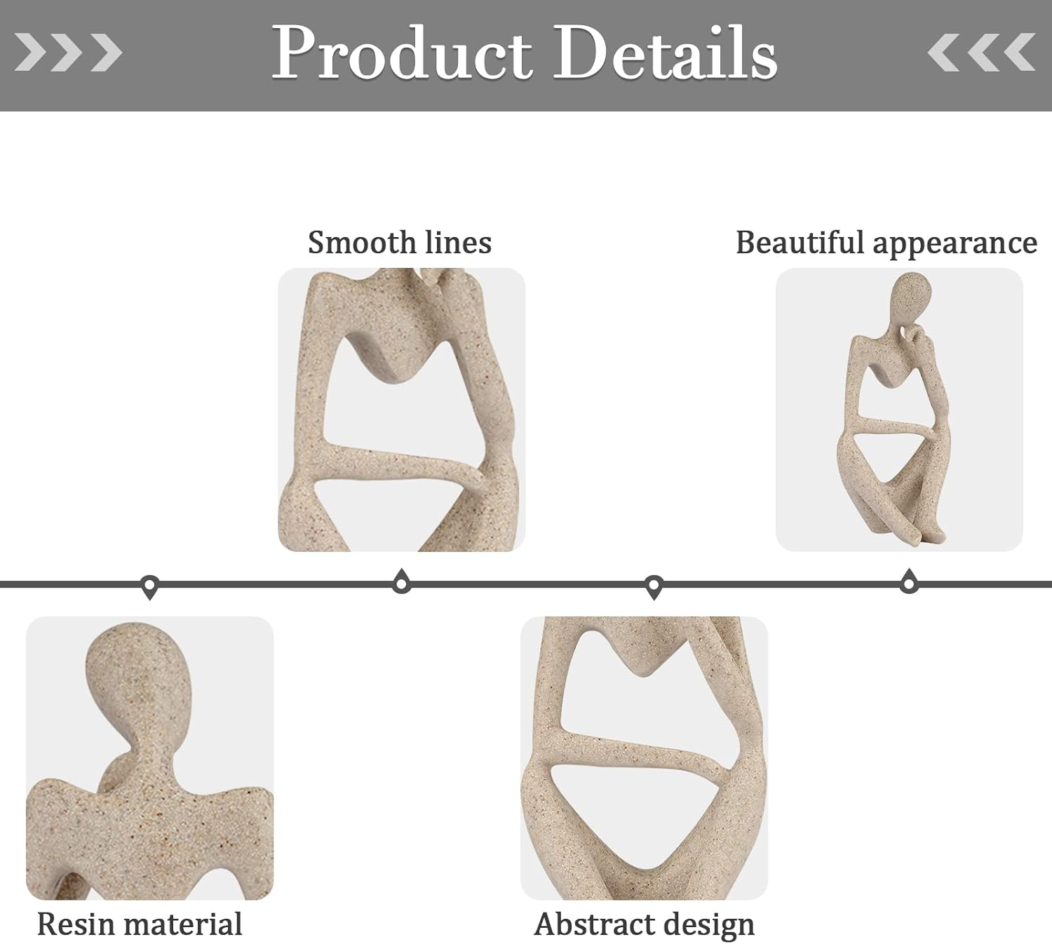 Trycooling the Thinker Statue Abstract Sculpture Resin Statues for Home Decor Modern Home Office Shelf Desktop Bookshelf Decor (Small Sandstone, Right) image number 6