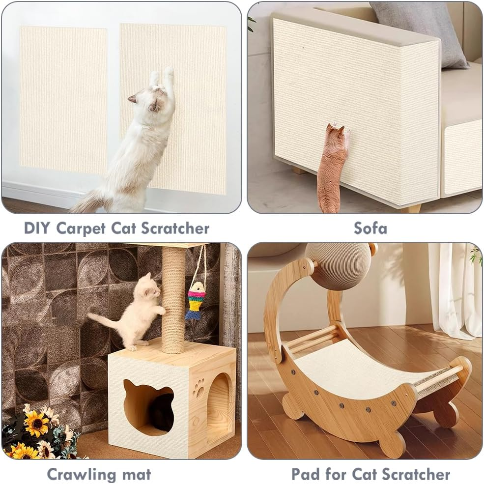 Adiwo Self-Adhesive Scratching Mat, 30 Cm X 100 Cm, Cat Scratching Mat, Scratch Protection, Sofa Cat, DIY Scratching Boards, Scratch Wall for Furniture, Scratching Carpet, Couch Protection (Cream) image number 1