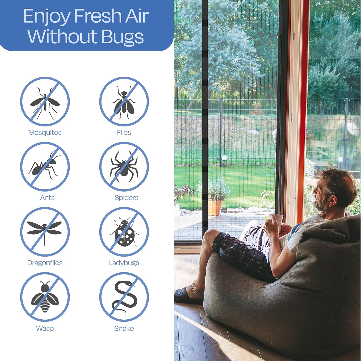 Trademark Home 82-18PM Magnetic Screen Door with Heavy Duty Magnets and Mesh Curtain by Everyday Home image number 4