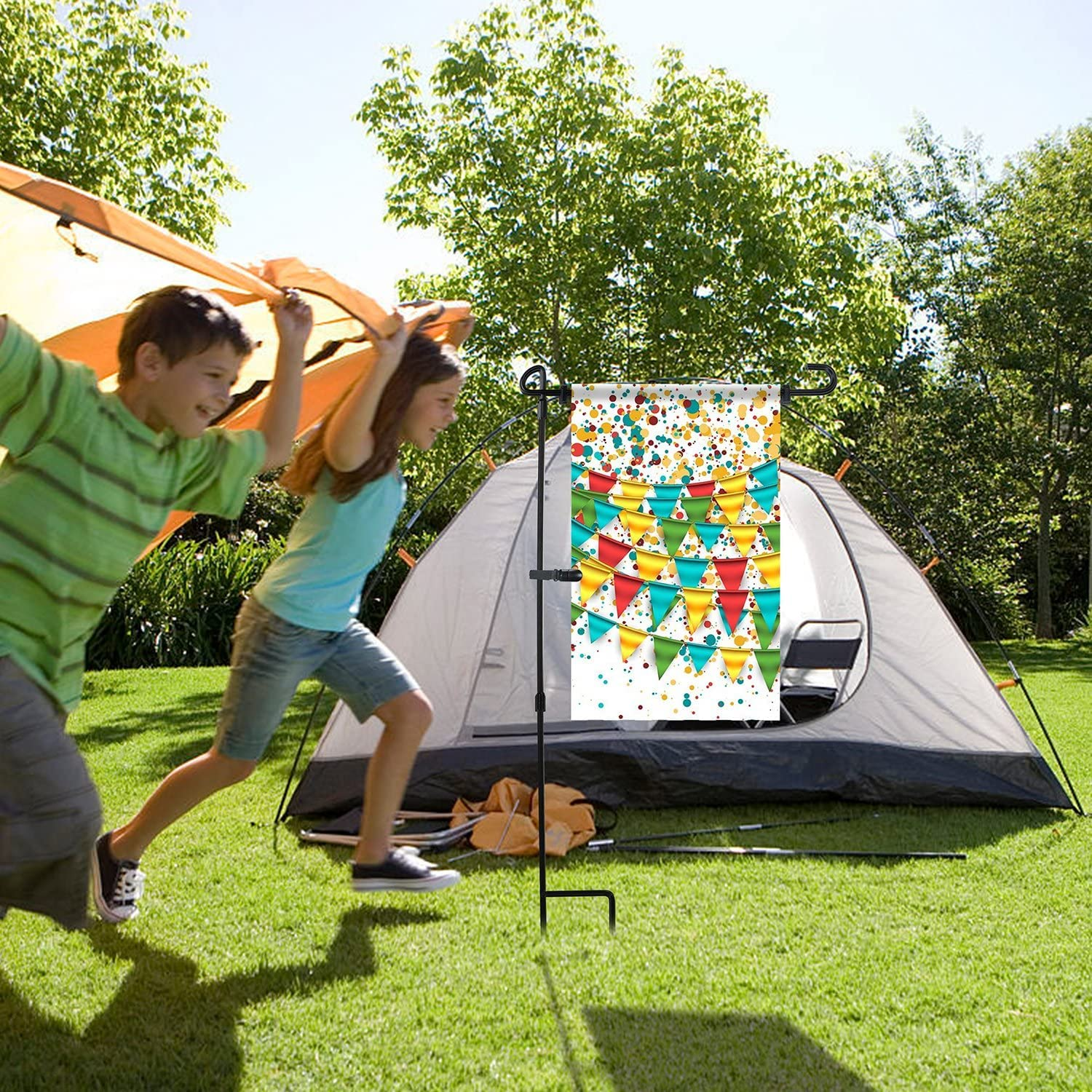 SHARE&CARE Garden Flag Stand, Garden Flag Pole Holder with 1 Tiger Clip and 2 Spring Stoppers (1 Pack) image number 2