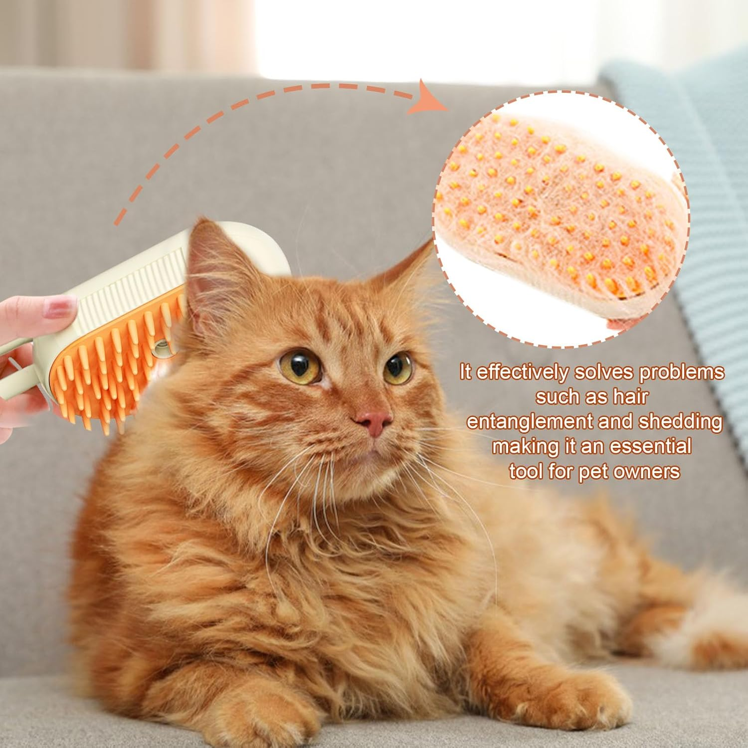 SUFANG 3 in 1 Steam Brush for Cats and Dogs, Reduces Hair Loss and Enhances Coat Health Shine