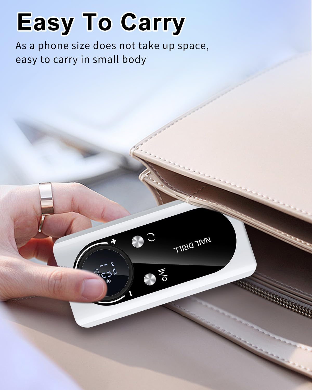 Cozyzen Cordless Nail Drill Professional: 45000 RPM Rechargeable Electric Nail File Kit, Portable & Low Noise for Acrylic, Gel Nails, Manicure & Pedicure - Salon & Home Use image number 6