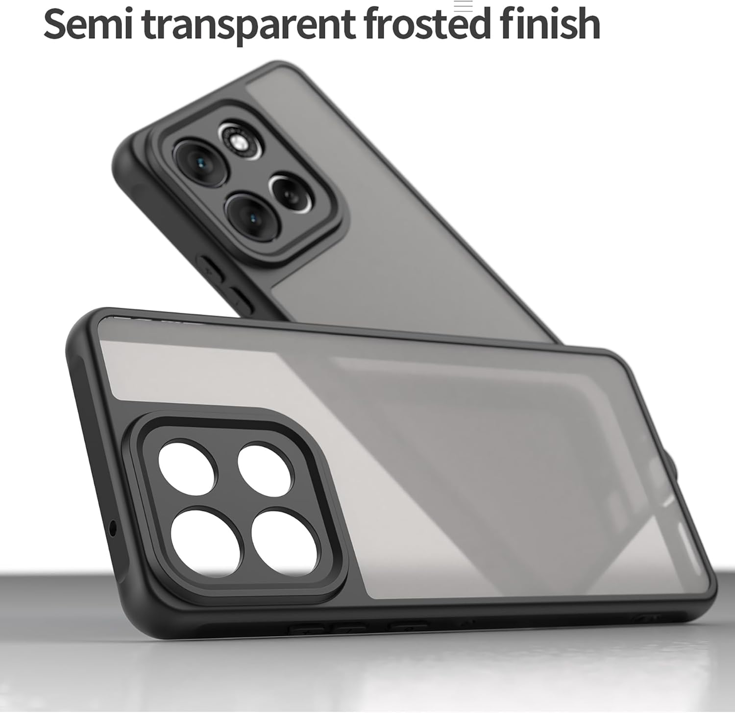 ILING Case for Motorola Moto G86 Power, Ultra Thin Shockproof Matte Skin Feel Hard PC Mobile Phone Case, Translucent Soft Silicone TPU Bumper Protective Case, Black - Blue image number 4