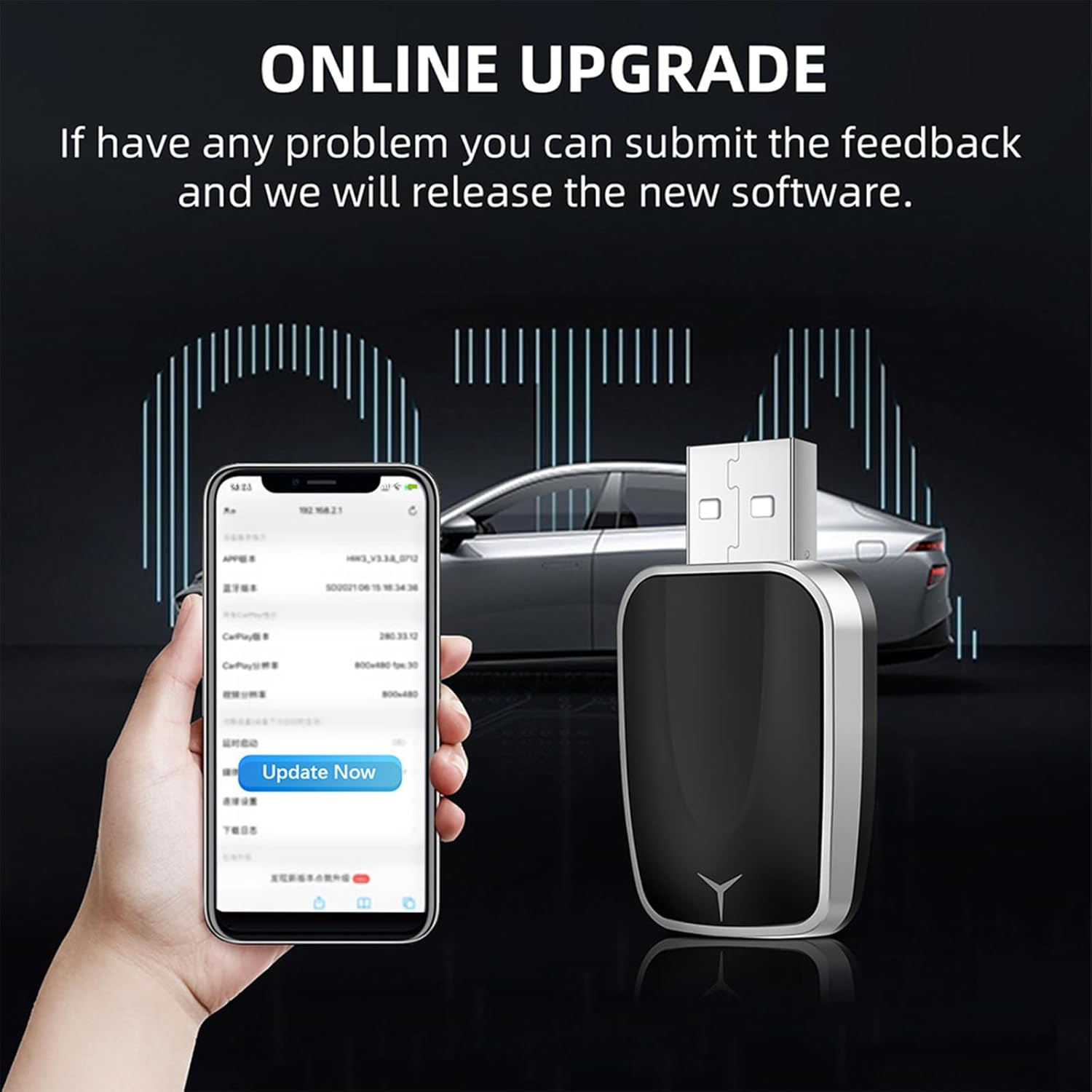 2-In-1 Wireless Carplay Adapter and Android Auto Kit,Plug & Play for Apple Carplay Wireless Adapter and Android Auto via USB-A/C image number 5