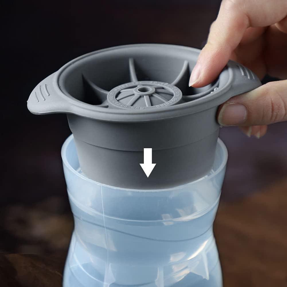 PIPITA 4Pcs Circular Ice Hockey Mold, 7.5 Cm Silicone Ice Sphere Moulds for Whiskey Tumbler Glass, Crystal Bourbon Glass, Freezer Ice Mold Ice Cube Trays image number 5