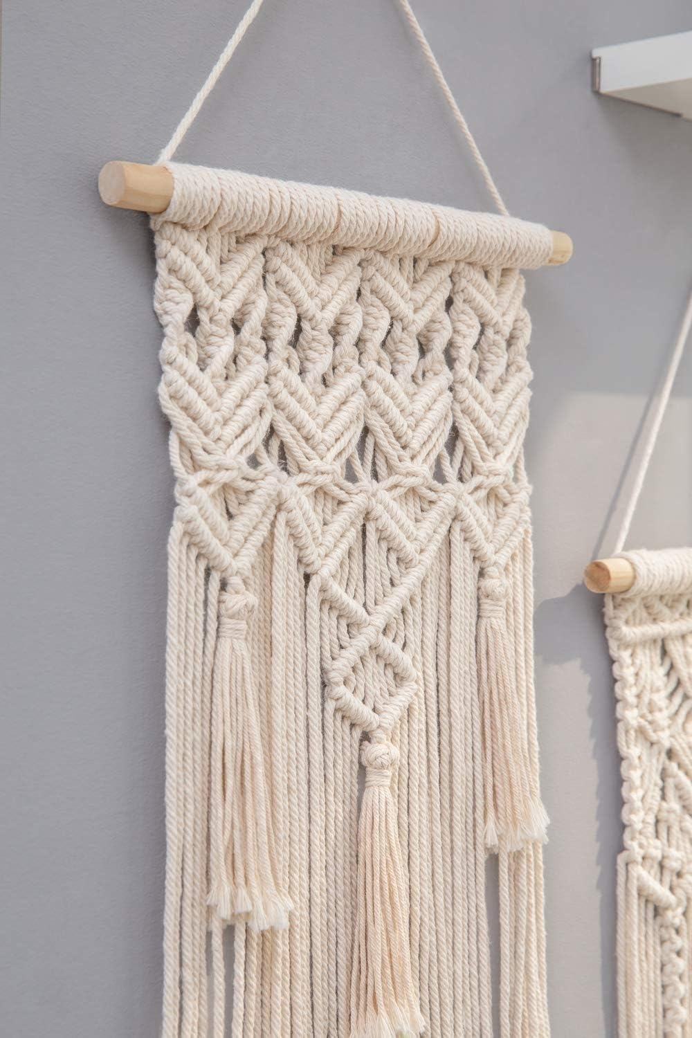 Mkouo 2 X Macrame Woven Wall Hangings, Boho Chic Bohemian Home Geometric Art Decor - Beautiful Home Dorm Room Decoration, Small Size 45.7 Cm (L X W) image number 1