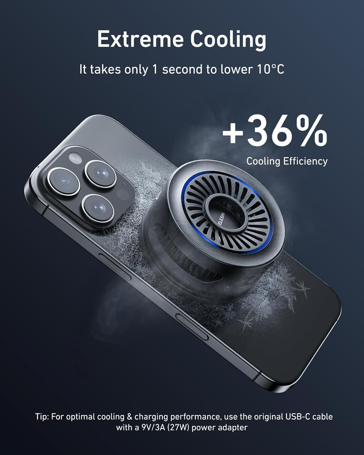 TELESIN Magnetic Phone Cooler Pro for Gaming and Live Streaming, Cell Phone Cooling Fan Portable Phone Radiator Cooling Fan for Magsafe, for Iphone/Android Magnetic Neck Mount image number 1