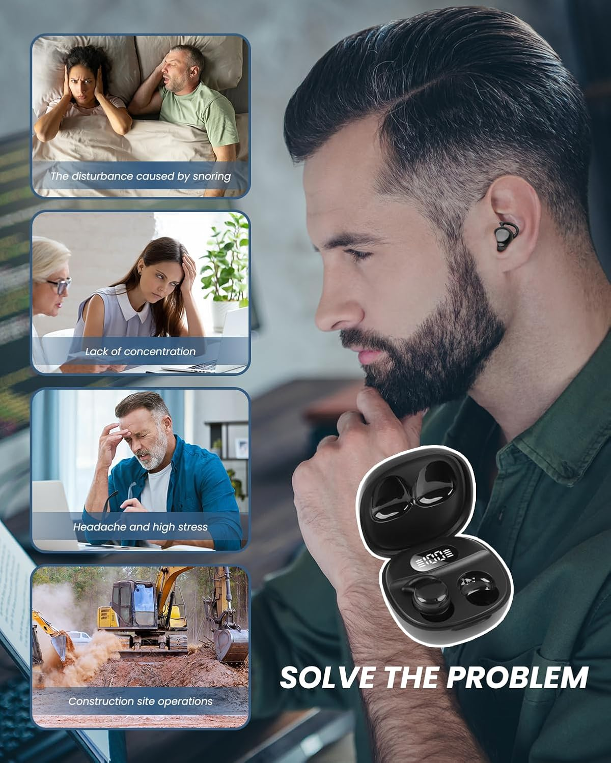 Sleep Earbuds Bluetooth 5.4 Invisible Wireless Earbuds Noise Cancelling Mic Mini Ear Buds Earphones for Side Sleep Wireless Ear Pods Hifi Stereo Sound for Travel Insomnia Relaxation with Charge Case