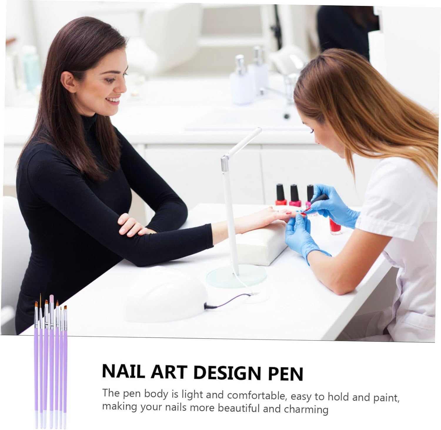 LOORGVEL 7Pcs Nail Art Brush Tool up Brush Line Drawing Pen for Nail Art Manicure image number 4