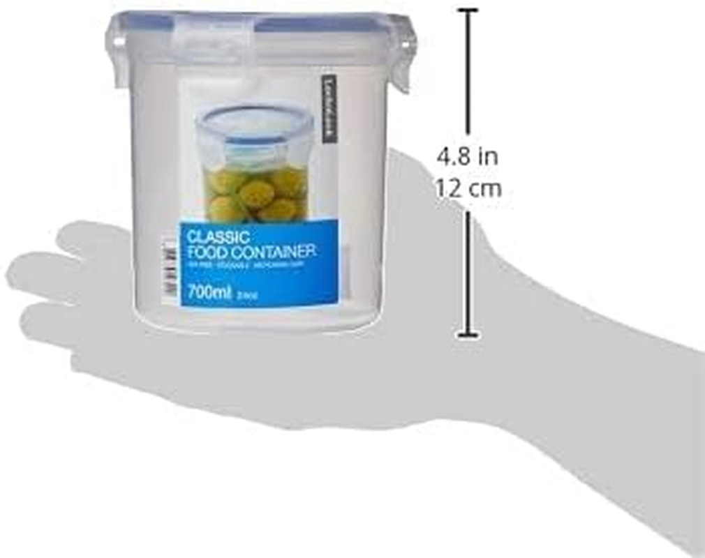 Locknlock round Tall Food Container, 700 Ml | Airtight | Leak-Proof | Patented Four-Hinge Locking System | Keeps Food Fresh | Ideal for Fridge & On-The-Go | Heat & Stain Resistant - Clear/Blue image number 1