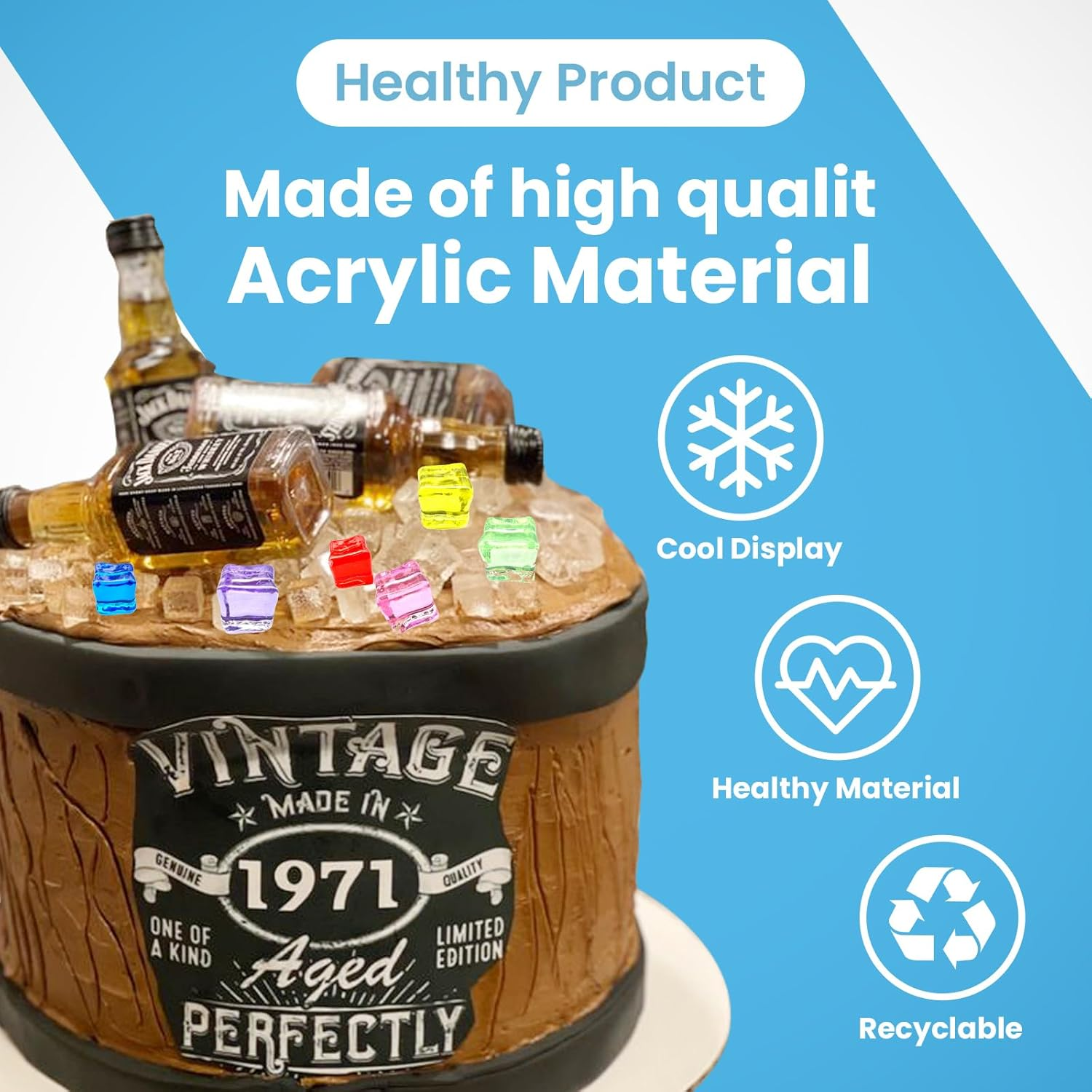 FEIQIAO Clear Fake Ice 50 PCS 0.6 Inch Cubes Plastic Ice for Photography Props Home Decoration Vase Fillers Wedding Decoration image number 1