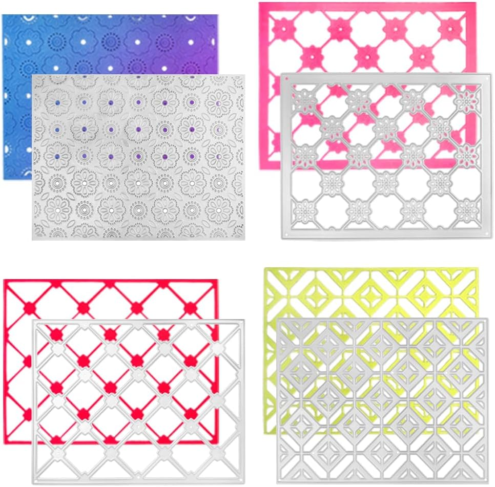 AFUNTA 4 PCS Rectangular Die Cuts for Card Making, Openwork Lace Card Making Supplies, 3D Background Metal Cutting Dies for DIY Scrapbooking Album Card Decor image number 3