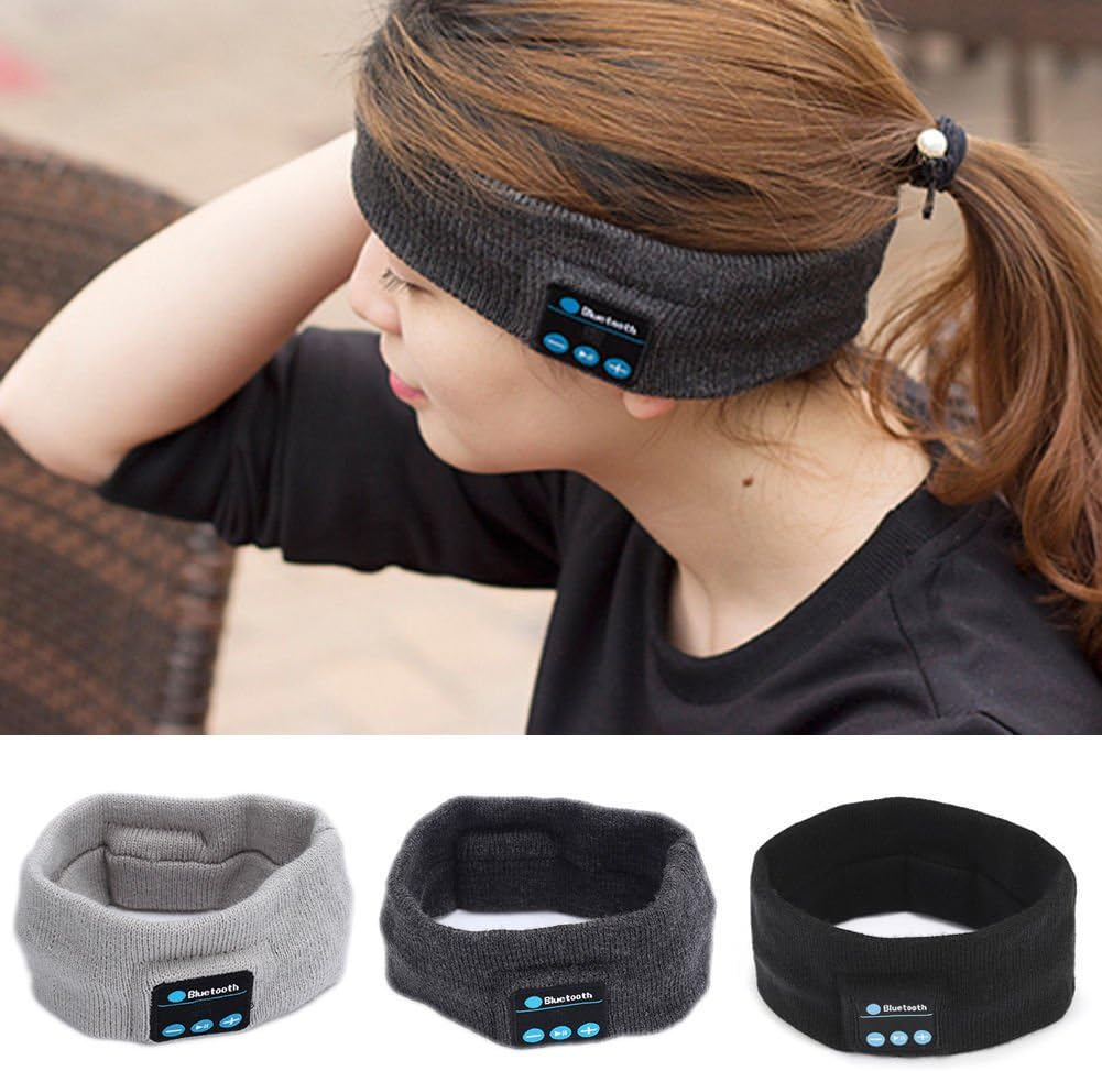 Wireless Bluetooth Stereo Earphone Headphone Sports Headband with Mic (Deep Grey) image number 4