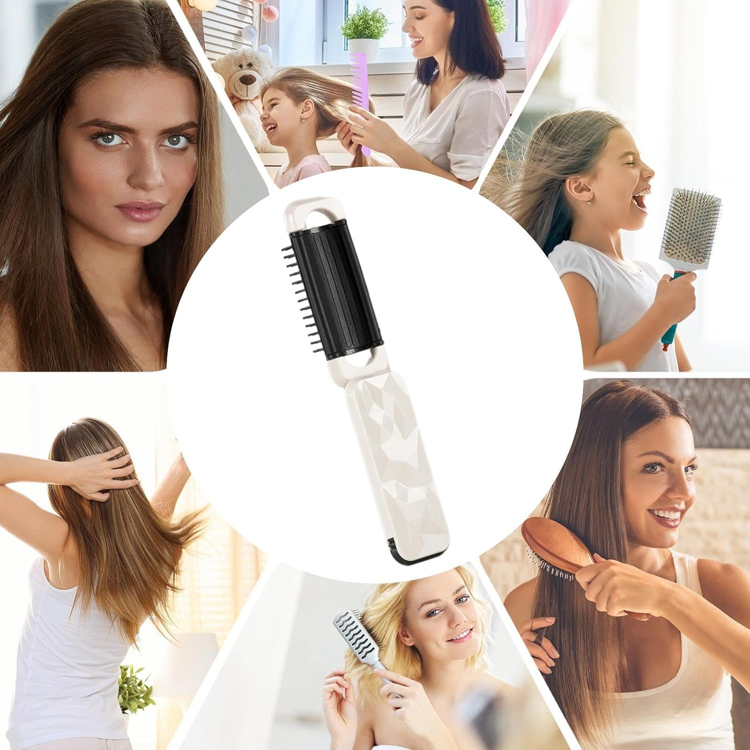 Foldable Travel Brush | Portable Massage Comb | Portable Pocket Hair Brush with Mirrors for Travel Car Gym for Women image number 5
