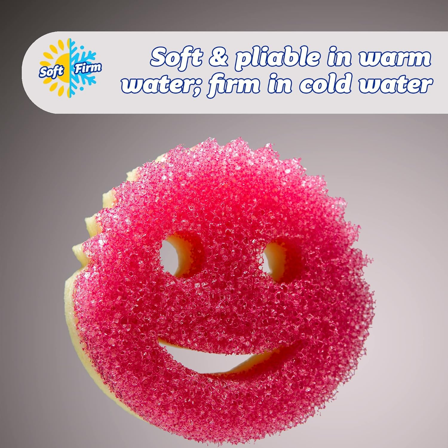 Scrub Daddy Scrub Mommy Washing up Sponge - Dual Sided Scrubbing Non Scratch Scourers, Smiley Face Sponges for Cleaning Kitchen & Bathroom, Dish Scrubber, Flextexture Home Products, Pink Single Pack image number 2