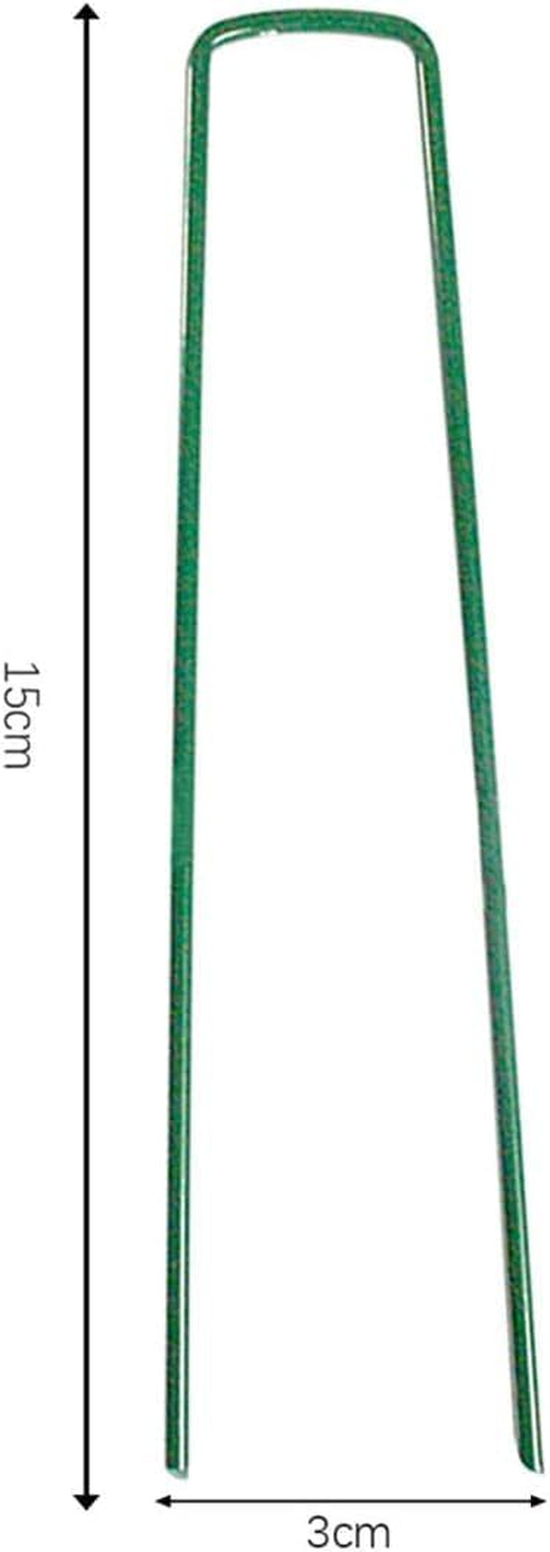 50Pcs Heavy Duty Garden Stakes,15Cm Garden Pegs Pins Ground Stakes Staples Spikes U Shaped Landscape Securing Nail Pin for Landscape Fabric & Netting 6 Inch (50Pcs, Green) image number 2