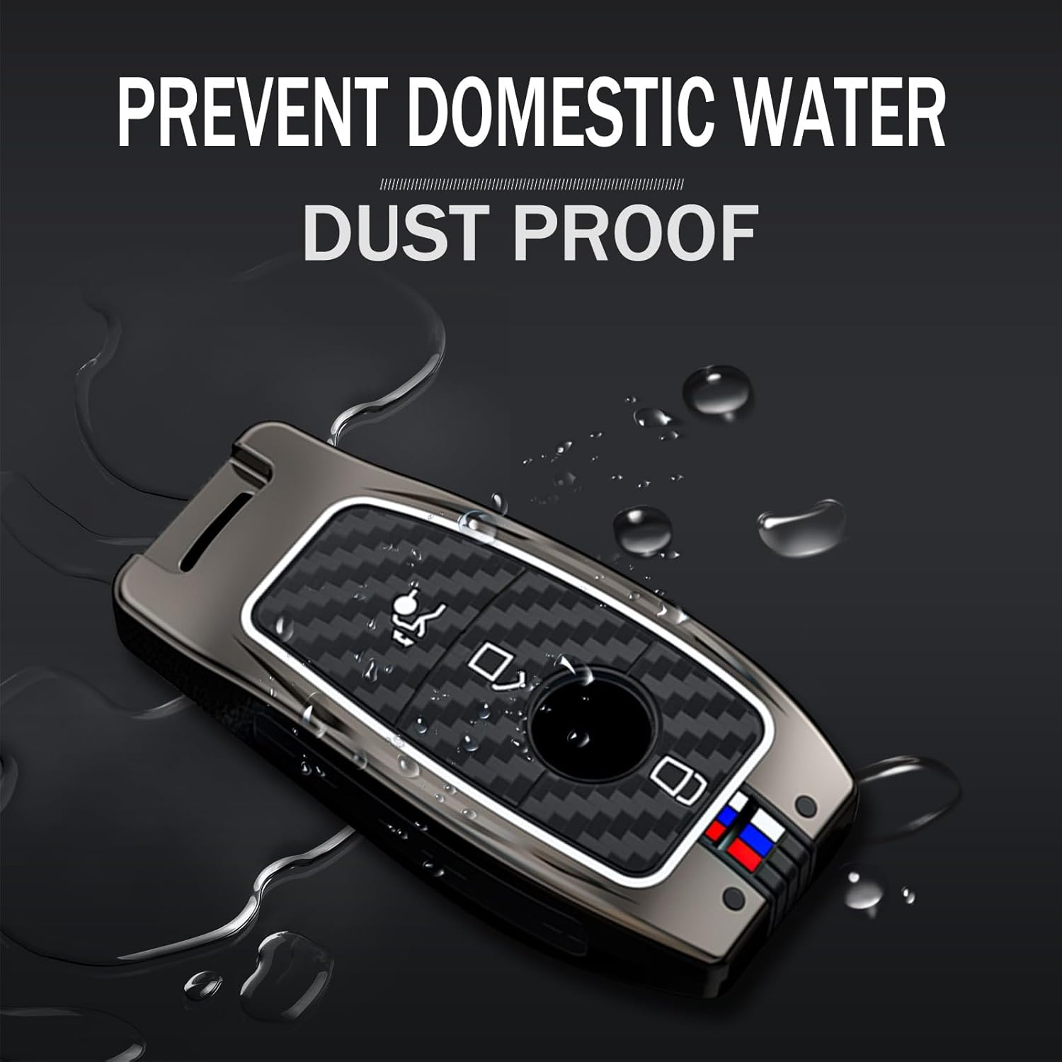 Ontto Luminous Car Key Fob Cover Fit for Mercedes Benz a C E-Class E300 E400 E63 S-Class CLA GLA GLE GLC GLK AMG Key Holder Meatl Silicone Smart Shell Case Keyring Keychain Accessories Black B - A (2 Buttons)-Silver image number 4