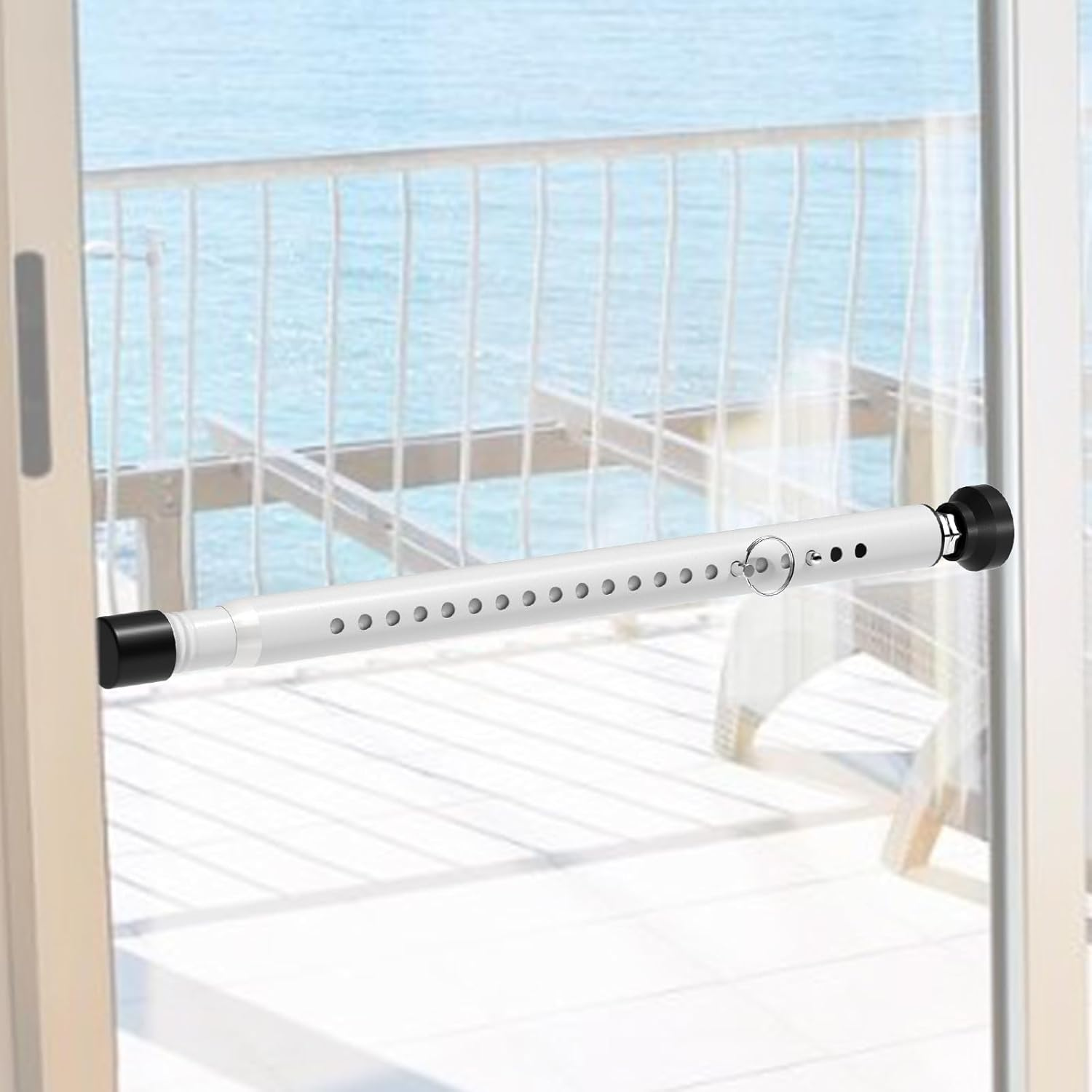 Bsbsbest Window Security Bars inside Adjustable 18 to 51 Inch Sliding Door Security Bar Interior White 1 Pack Window Locks Security up and down Window Bars Security Extendable