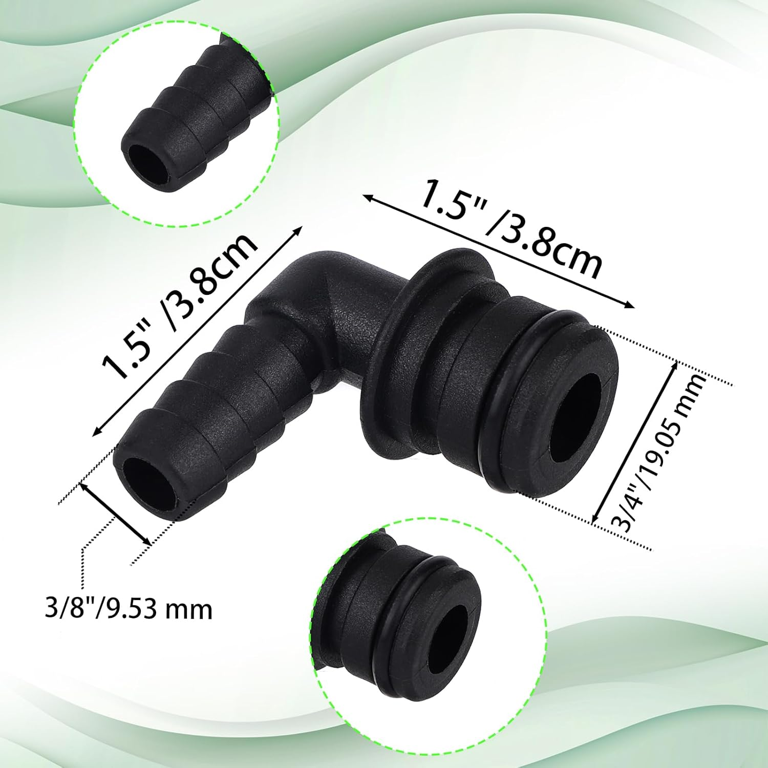 6 Pcs 20381-024 Quad Port Fittings, 3/8" Hose Barb NPT 90 Degree Elbow Quad Port Hose Connector Fittings for Garden & Lawn Water System Pumps Compatible with Flojet Pump, 3/4" OD image number 5