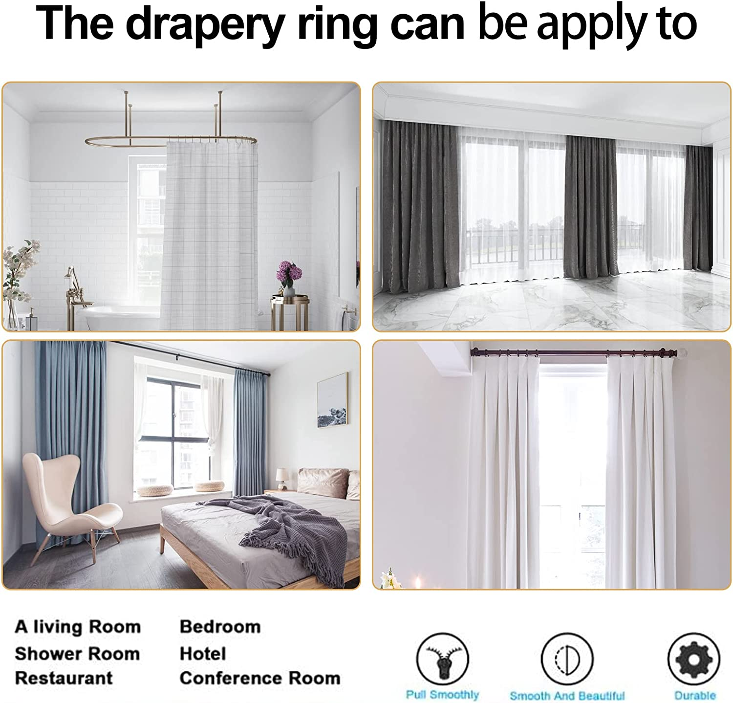 1 1/2-Inch Antique Brass Curtain Rings with Eyelets for Curtain Rods (Set of 30 PCS Curtain Rings) image number 4