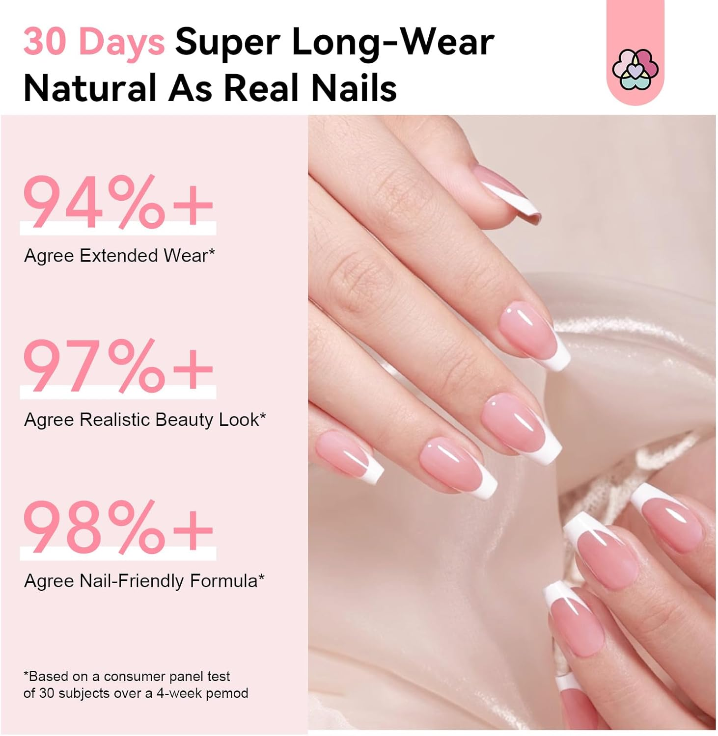 SAVILAND Press on Nails: Everlasting Gels Nail Kit Pink Medium Coffin Nail Tips 256 Pcs Full Cover Soft Gel Fake Nails with Solid Nail Glue Gel U V Lamp Nail Drill French Tip Tool Home DIY image number 3