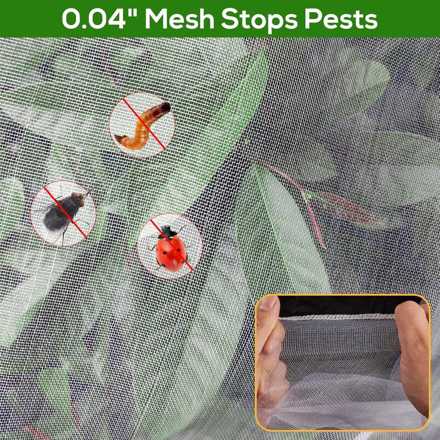 5.9 X 5.9 Ft Fruits Tree Netting Cover with Zipper and Drawstring,Garden Insect Netting Plant Cover Transparent Bird Plant Barrier Flower Fruits Mesh Screen for Preventing Deer Squirrel Bug