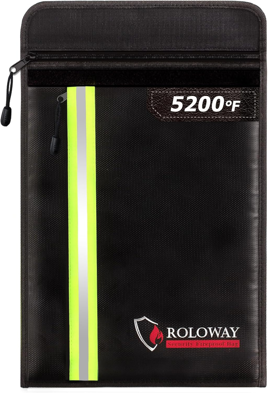 Fireproof Document Bag (15.5 X 11.5 Inch) with 5200℉ Aluminum Foil Layer, Fireproof Bag for Documents Safe with 2 Pockets, Fireproof Waterproof Document Bag, Fireproof Money Bag (Black)