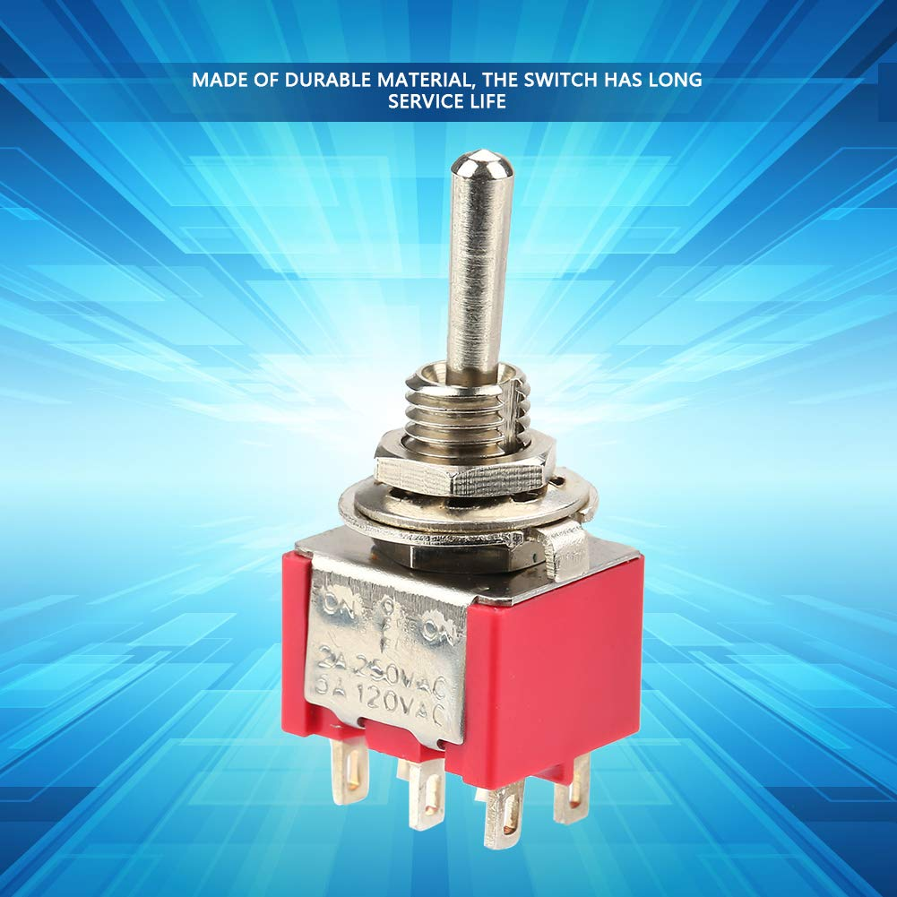 10Pcs Momentary Toggle Switch On-Off-On 3 Position Momentary Toggle Switch DPDT 6-Pin 6Mm 2A/250VAC 5A/120VAC image number 5